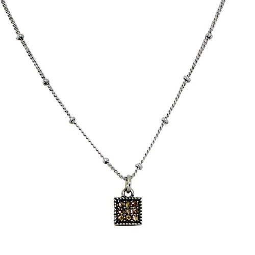 Small Pave Square Necklace